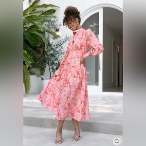 Petal + Pup Pink Long Sleeve Floral Dress Sz 0